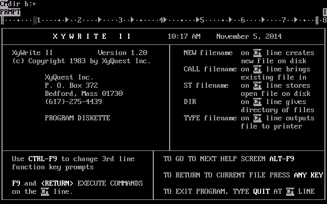 XyWrite II Plus - Help